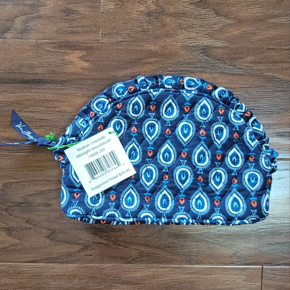 Vera Bradley Medium Cosmetic Zip Bag Pouch NWT Color Midnight Houndstooth